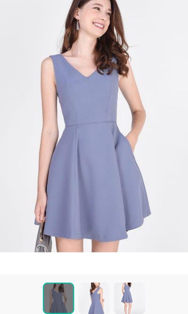 Dusty blue skater dress cheap