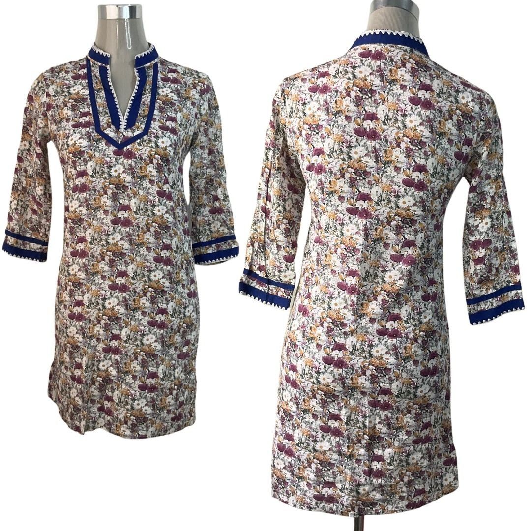 FIXED PRICE (AUTH) Tory Burch Floral Print Tunic Mini Dress Womens Cotton Dress  Embroidered Sleeves Fits S - Medium, Women's Fashion, Dresses & Sets,  Dresses on Carousell