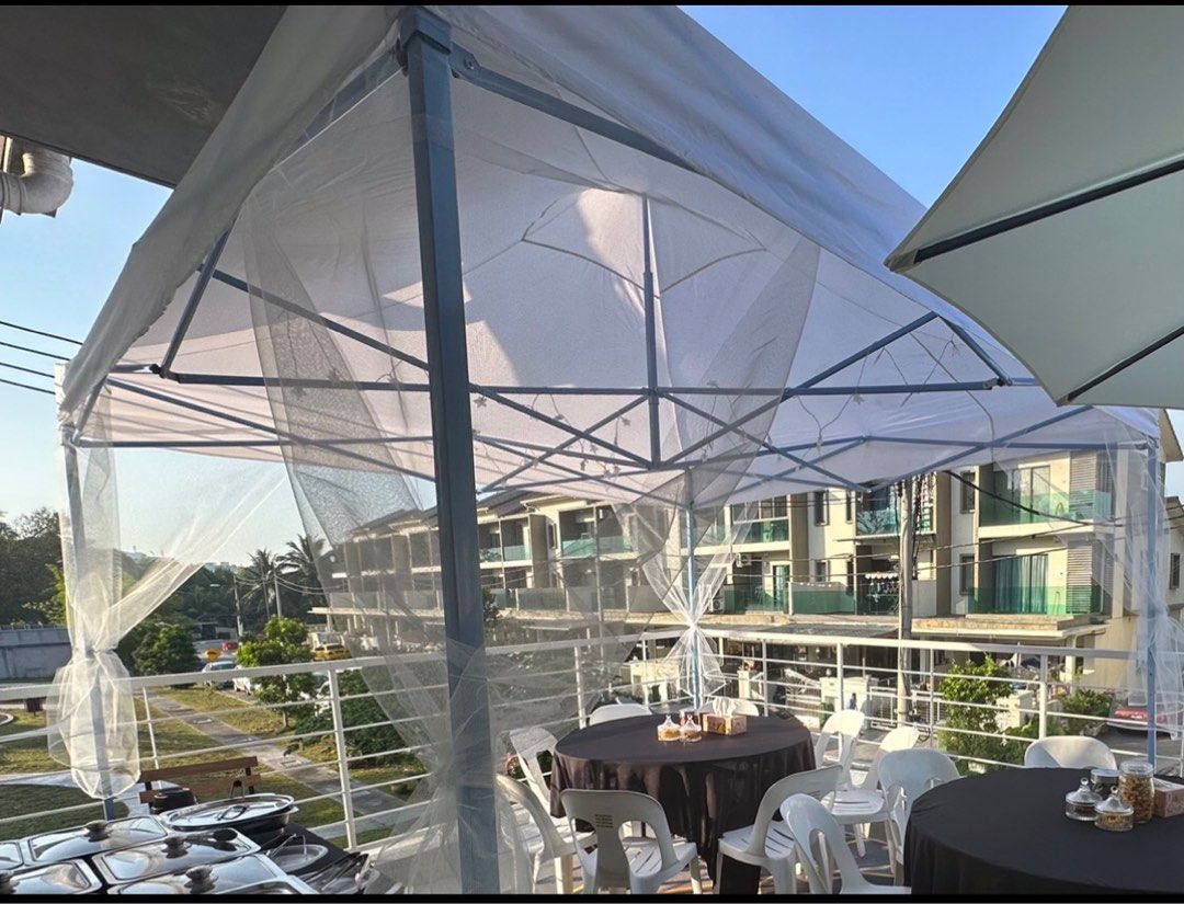 10x10 ft Folding Canopy White Canvas with Cover
