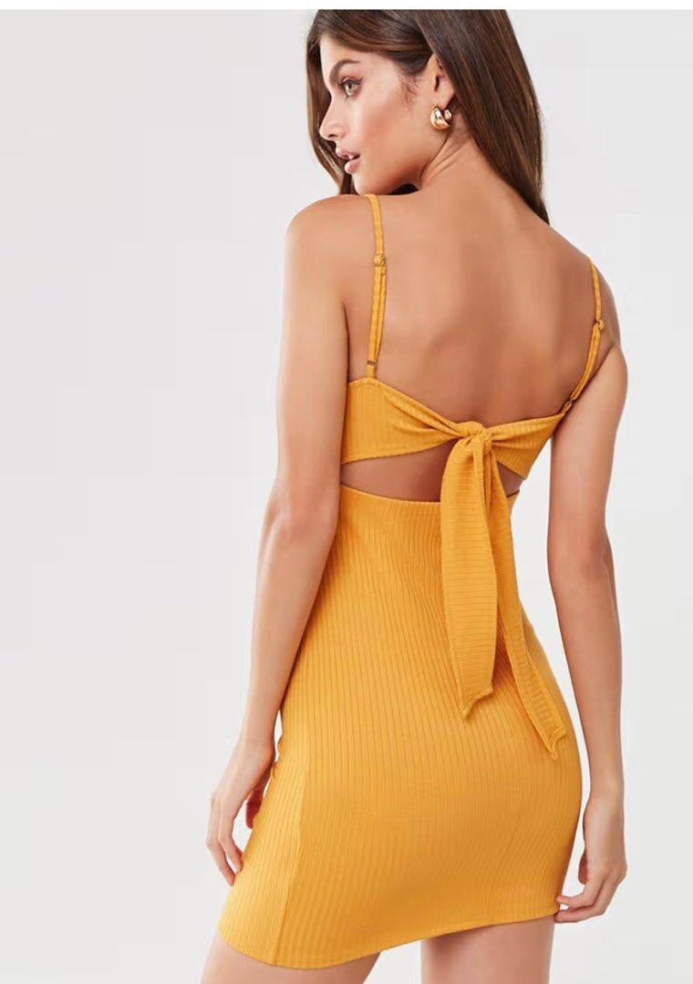 Forever21 Tie Back Cami Dress - Mustard Yellow, Women's Fashion, Dresses &  Sets, Dresses on Carousell