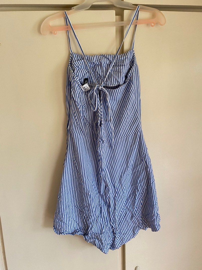 FREE SHIPPING H&M Blue Striped Romper (Category: Rompers) located in Tagbilaran City. Submitted by borjac (Listing ID 1248674049, Image 2). Description: CONDITION: 9/10 RFS: Decluttering Perfect for Philippine weather! Straps are adjustable. There is a zipper on the side of the romper. When worn pics can be seen at the last few pics..