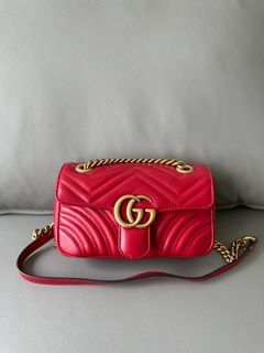 Gucci Marmont Velvet Shoulder Bag in Red, Luxury, Bags & Wallets on  Carousell