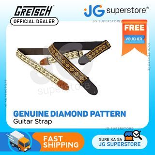 Gretsch Diamond Pattern Guitar Adjustable Strap 36" to 58" with G Logo (Brown, Black) | JG Superstore
