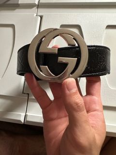 Gucci Heart Shaped Interlocking G Buckle Belt GG Supreme 1.5 Width