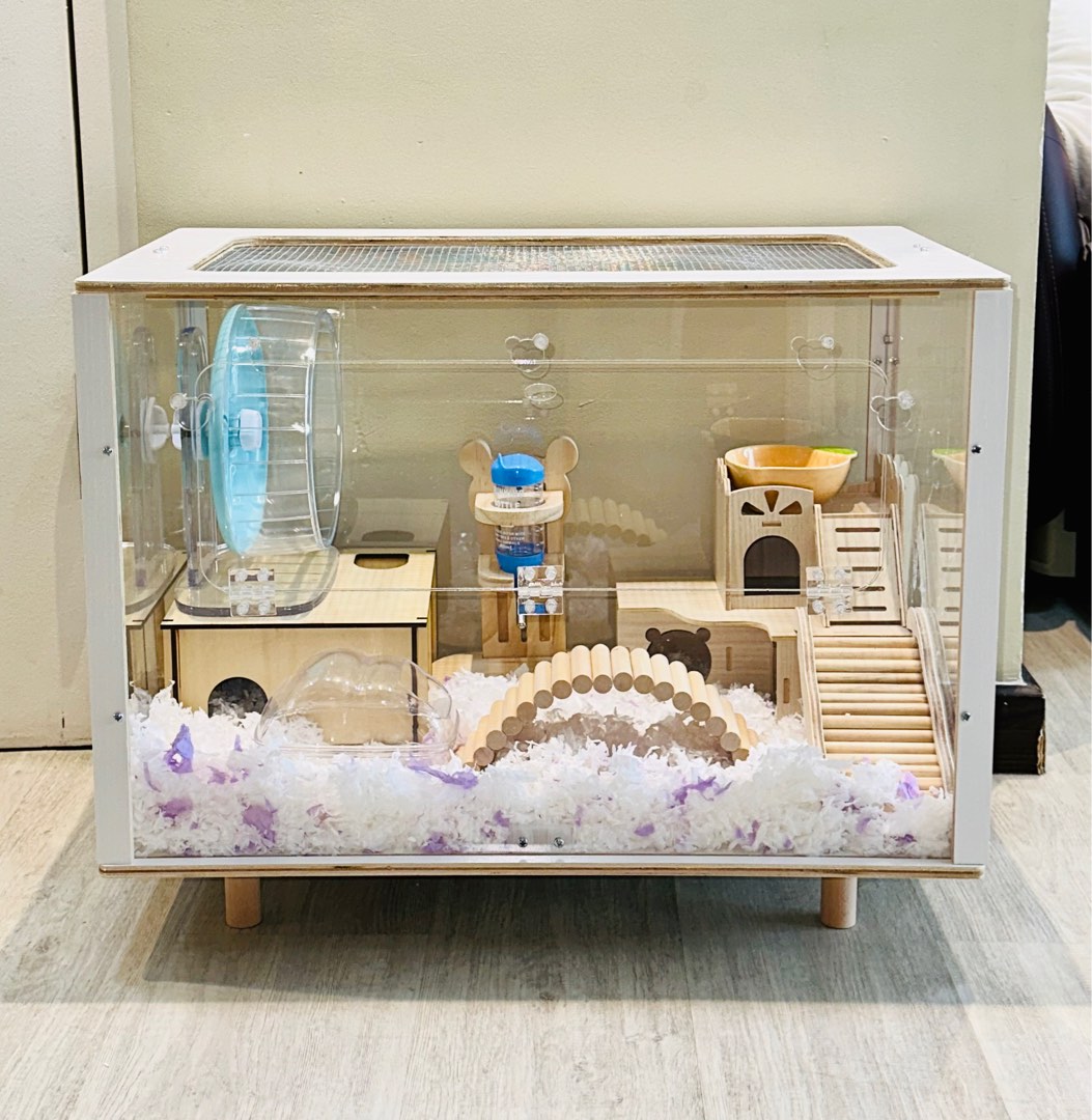 Hamster acrylic cage dwarf Syrian 80cm 60cm small animals wooden ...