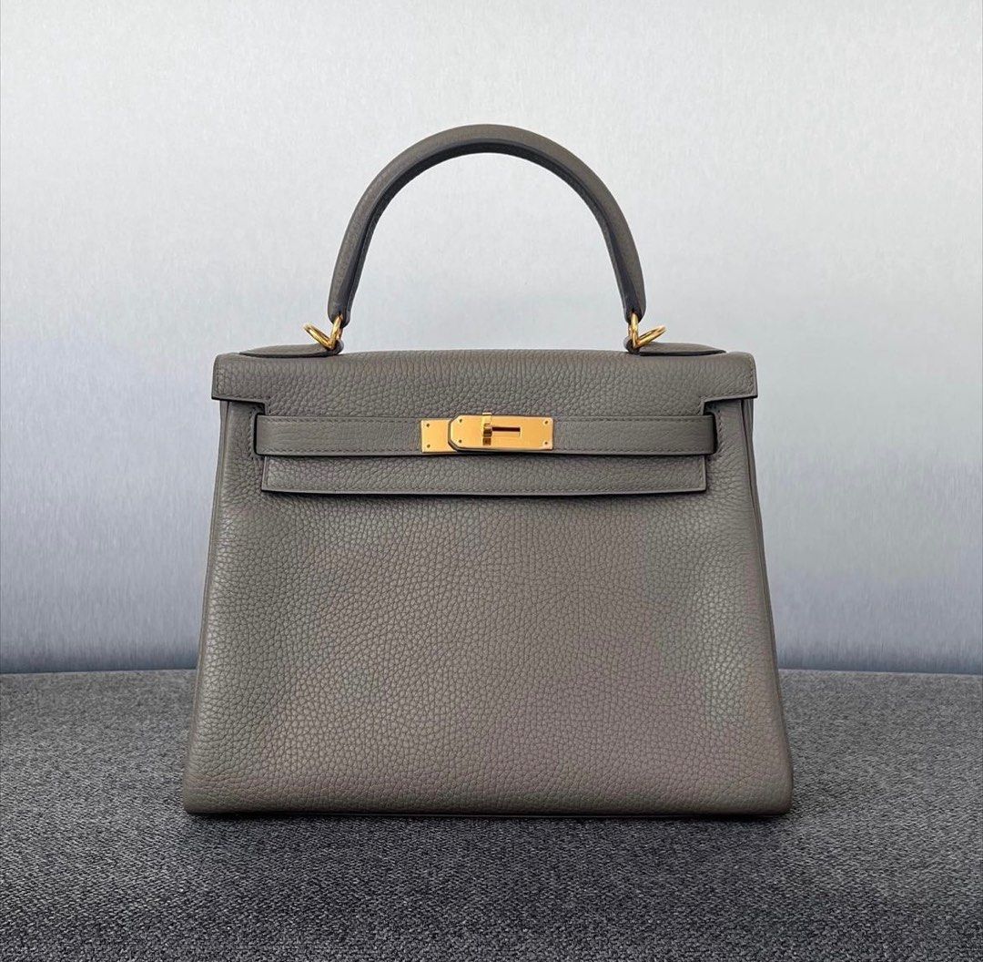 Hermes Kelly 28 Etain Clemence Ghw, Luxury, Bags & Wallets on Carousell