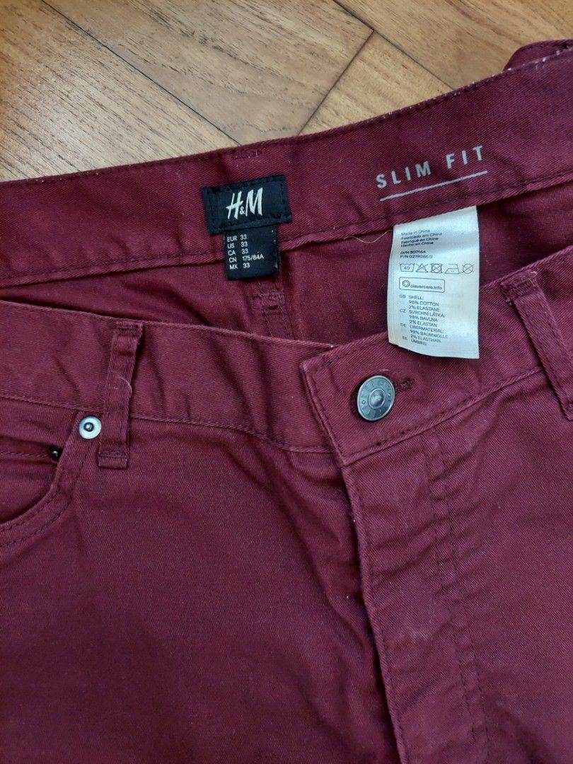 H&m maroon pants sale