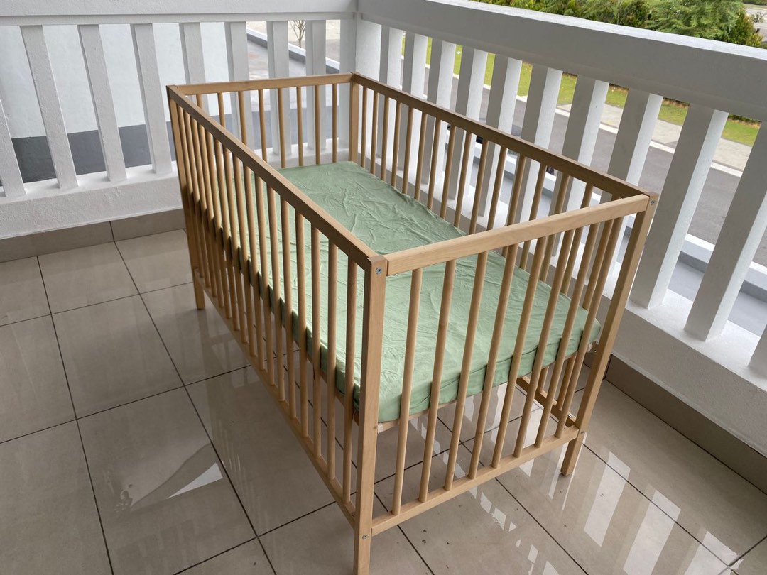 Ikea baby cot + foam mattres + bedding sheet, Babies & Kids, Baby