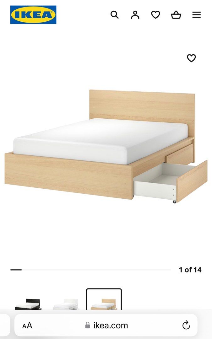 IKEA Queen Size Storage Bed Frame, Furniture & Home Living, Furniture ...