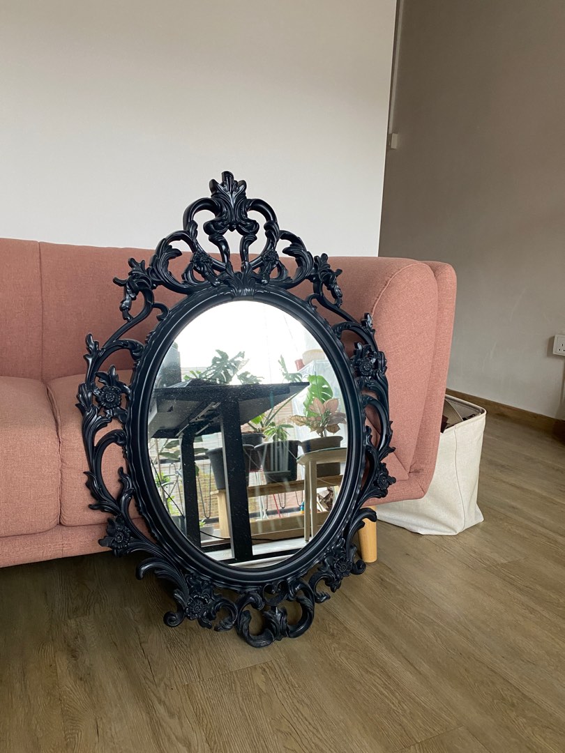 IKEA UNG Drill Mirror (Black), Furniture & Home Living, Home Decor