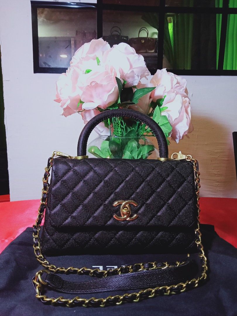 Chanel Black Python Medium Coco Top Handle Bag