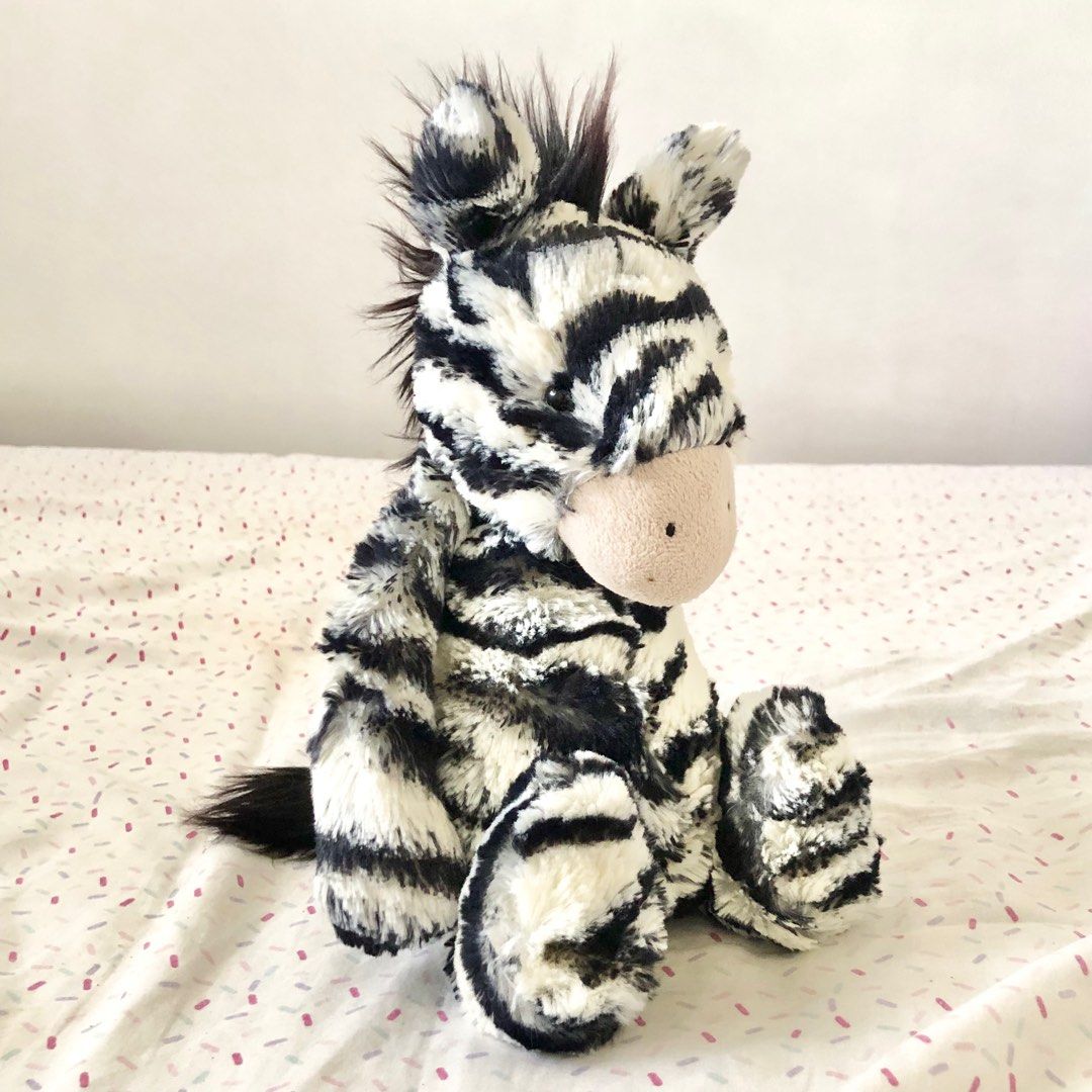 Jellycat Bashful Merryday Floppy black and white zebra Hobbies