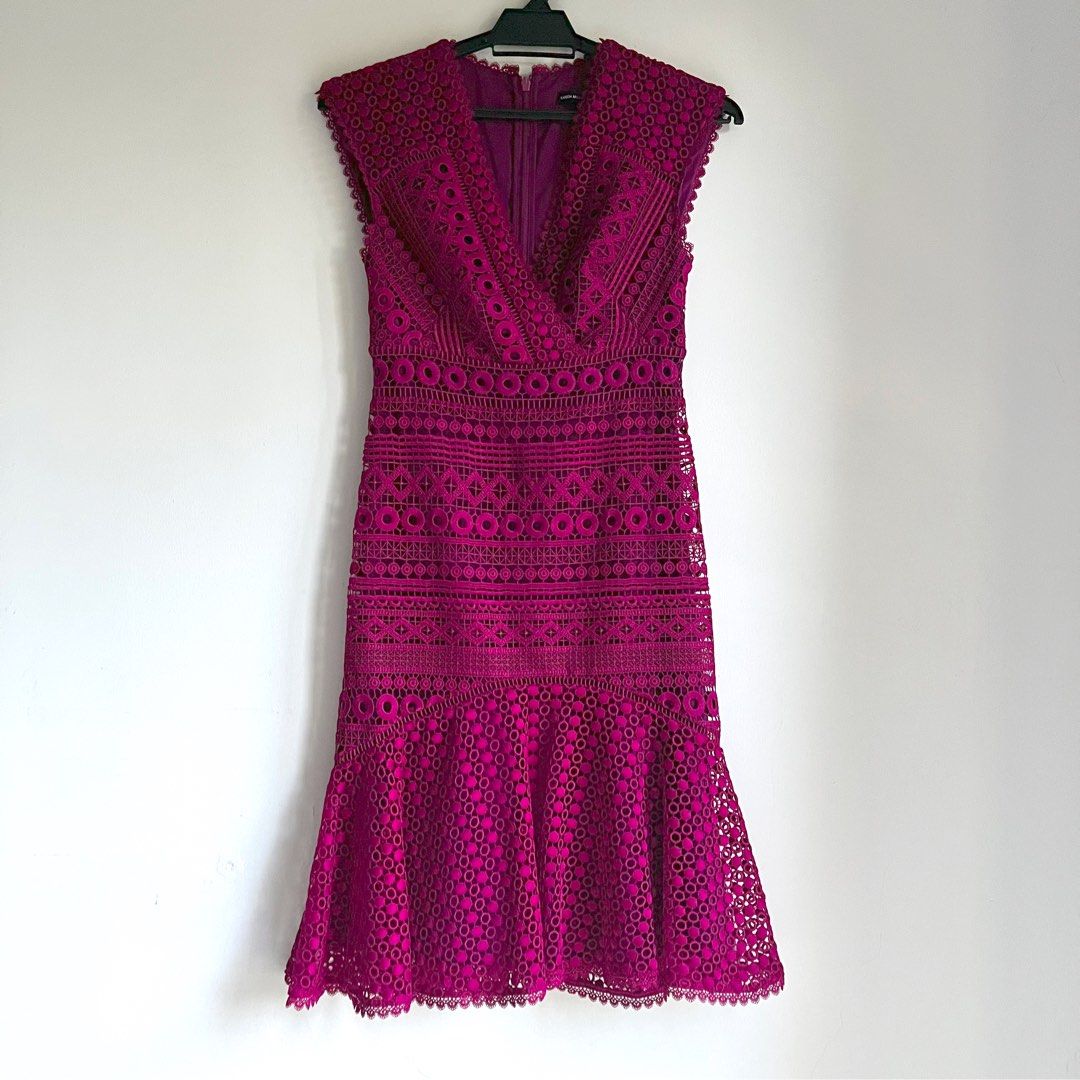 karen millen lace peplum dress Pink Coast Jacquard Peplum Lace Trim Dress