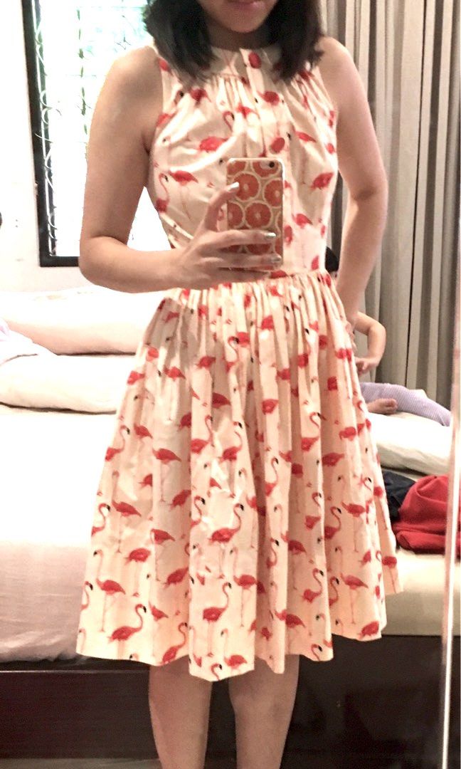 Kate Spade Flamingo Dress Fesyen Wanita Pakaian Wanita Gaun Rok di Carousell