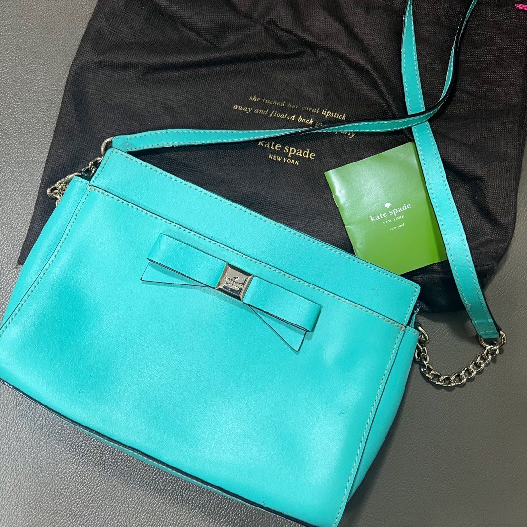 Kate Spade Montford Park Smooth Angelica Crossbody Bag Mint Giverny Blue Women s Fashion Bags Wallets Cross body Bags on Carousell