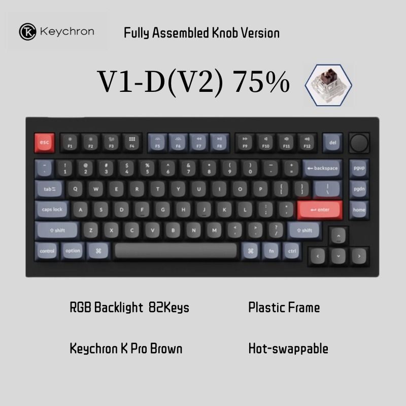 Keychron V1, Prebuilt Mechanical Keyboard, 75%