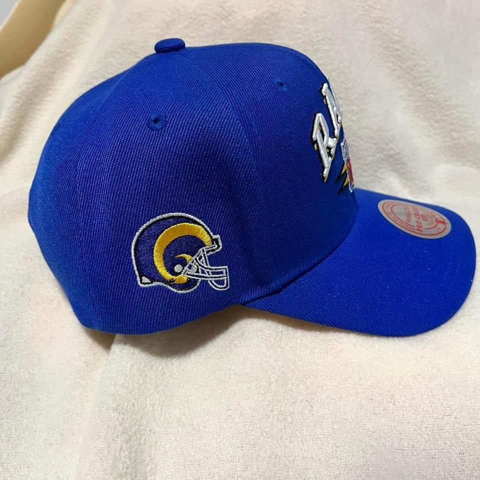 LA Rams Hat - Blue Diamond Logo Pro Crown Snapback - Mitchell & Ness