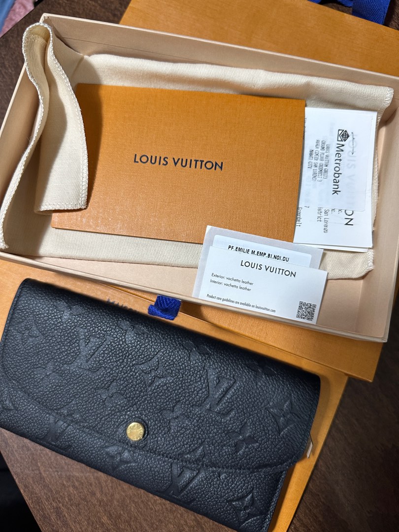 Louis Vuitton Emilie Wallet Navy / Red Monogram Empreinte