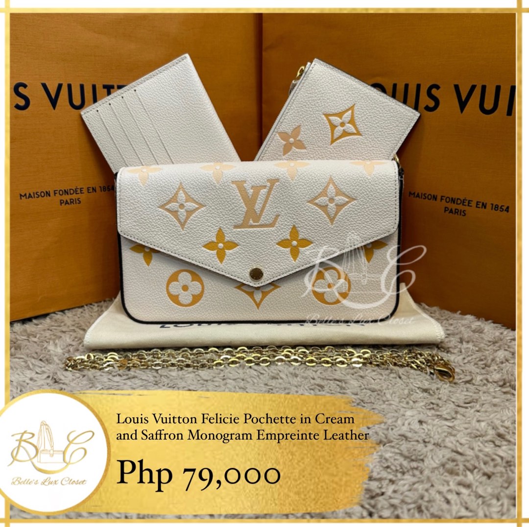 LOUIS VUITTON Empreinte By The Pool Felicie CREME SAFRON POCHETTE 2 INSERTS  NEW