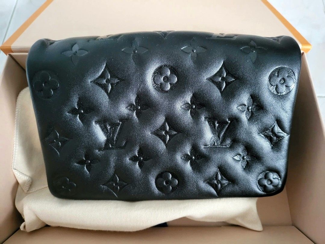 Brand New Louis Vuitton Coussin Pochette Black Monogram Embossed Leather  Bag