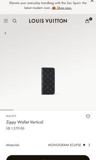 LOUIS VUITTON Zippy wallet Vertical Monogram Eclipse M62295 Black from  Japan