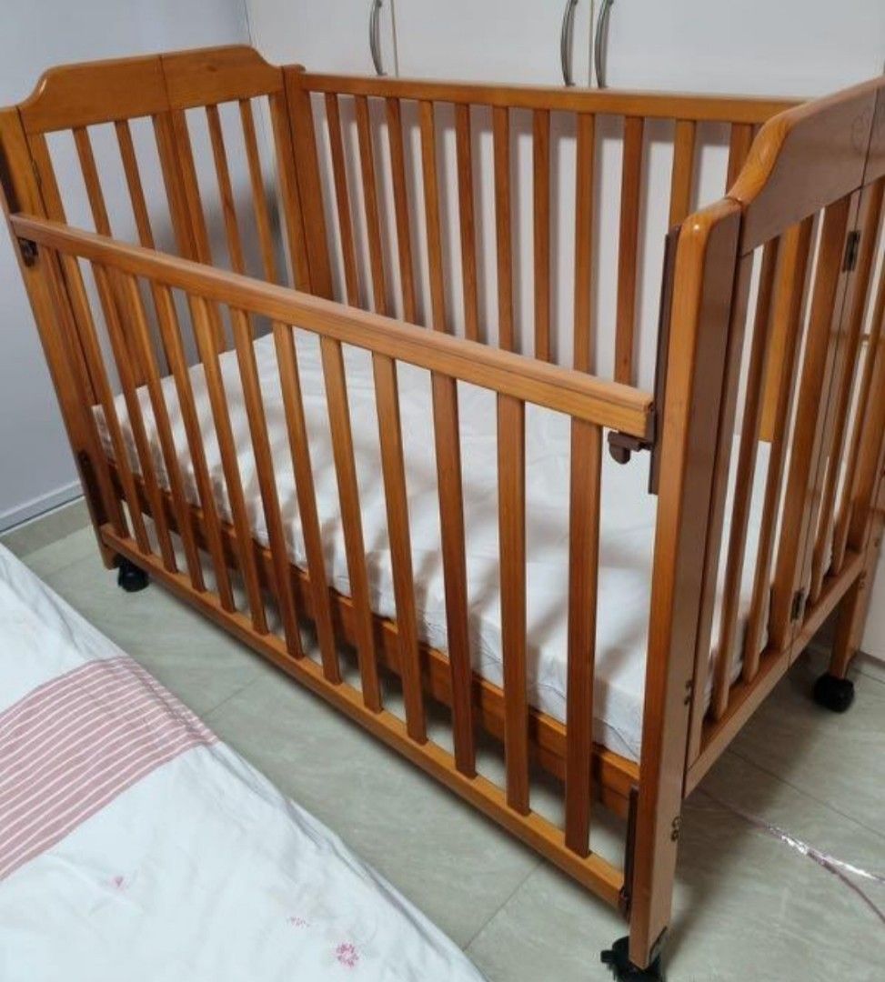 Mama love wooden cot, Babies & Kids, Baby Nursery & Kids Furniture, Cots & Cribs on Carousell