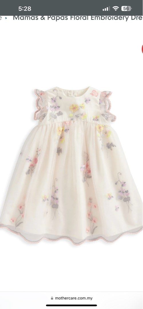Mamas Papas Floral Embroidery Dress Babies Kids Babies
