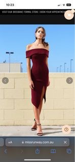 Maroon Shoulder Off Dress