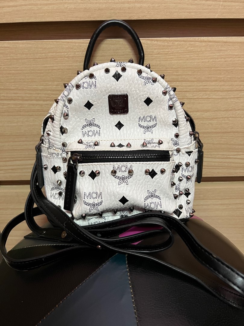 Mcm mini best sale backpack white