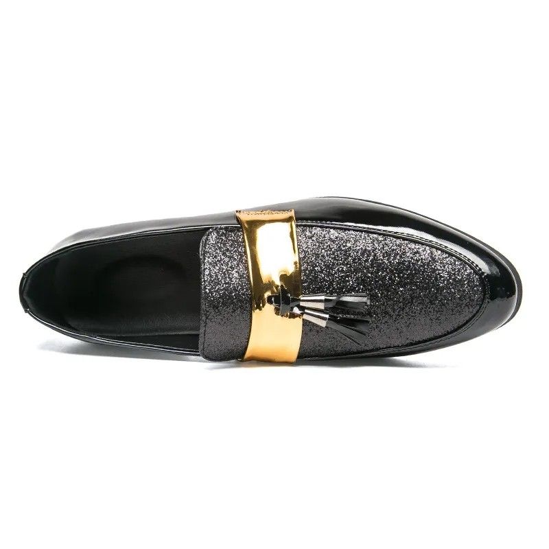Mens black loafers with silver buckle on sale