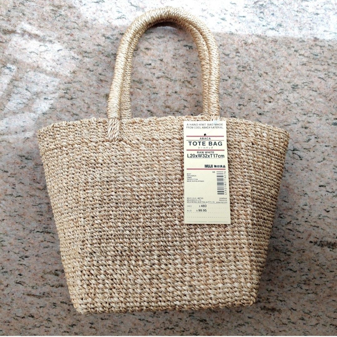 6折] Muji abaca tote bag basket 麻蕉藤籃手挽袋rafia, 女裝, 手袋及