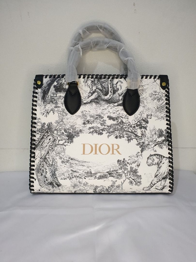 Dior - Small Dior Book Tote Latte and Black Toile de Jouy Zodiac Embroidery (26.5 x 21 x 14 cm) - Women