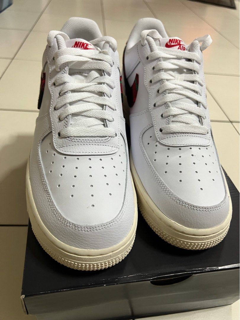 White & red air shop force 1 07 3 trainers