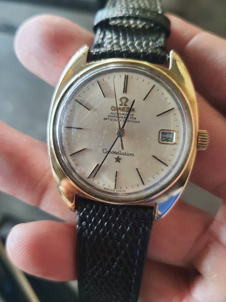 Omega automatic chronometer online officially certified constellation gold