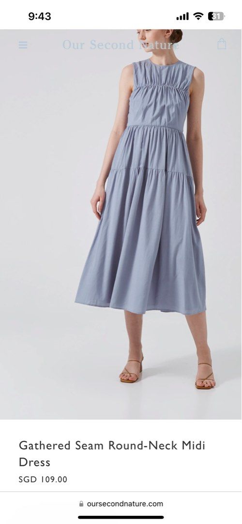 Our Second Nature Gathered Seam Round Neck Midi Dress size XS Women s Fashion Dresses Sets Dresses on Carousell