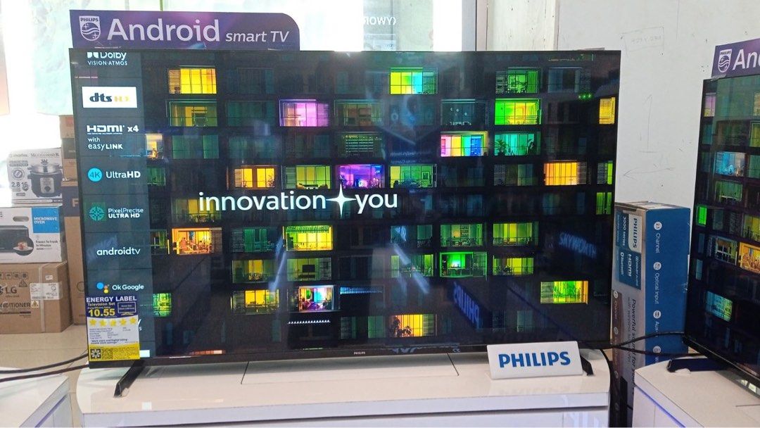 PHILIPS UHD LED ANDROID TV (Category: TV) located in Quezon City. Submitted by maryann5721 (Listing ID 1248831155, Image 1). Description: PHILIPS UHD ANDROID TV 70PUD7906 SRP 66,695 CASH 56,300 WITH FREE BRACKET AND SOUNDBAR 65PUD7906 SRP 58,995 Cash: 43,200 with free bracket and soundbar 55PUD7906 SRP 44,495 Cash: 33,000 with free bracket 50PUD7906 SRP 35,995 Cash: 29,900 with bracket 55PUD7406 SRP 37,595 Cash: 26,400 with bracket 50PUD7406 SRP 