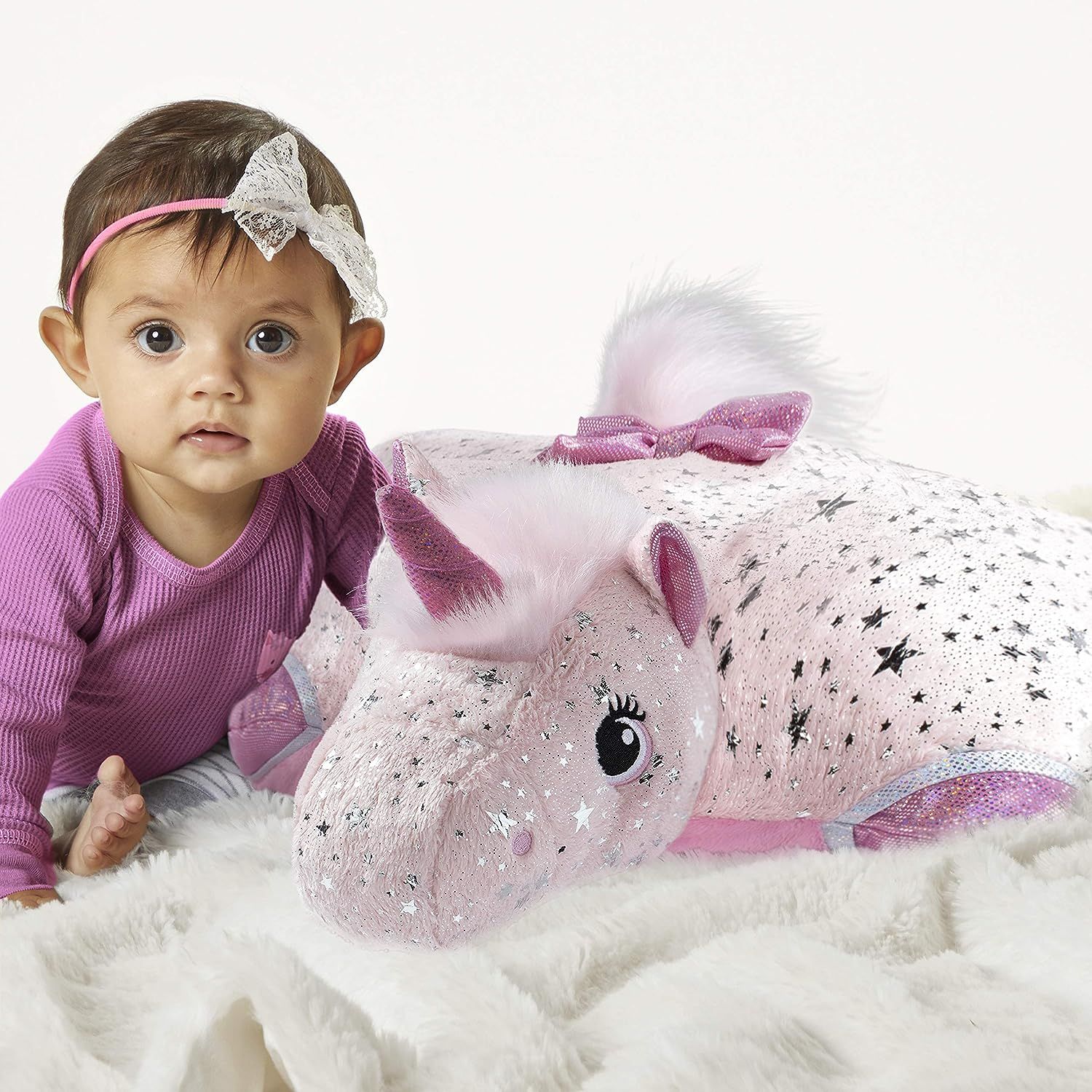Pillow Pets Originals Sparkly Pink Unicorn Stuffed Animal Plush