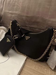 Prada Glicine Saffiano Leather Pattina Chain Shoulder Bag