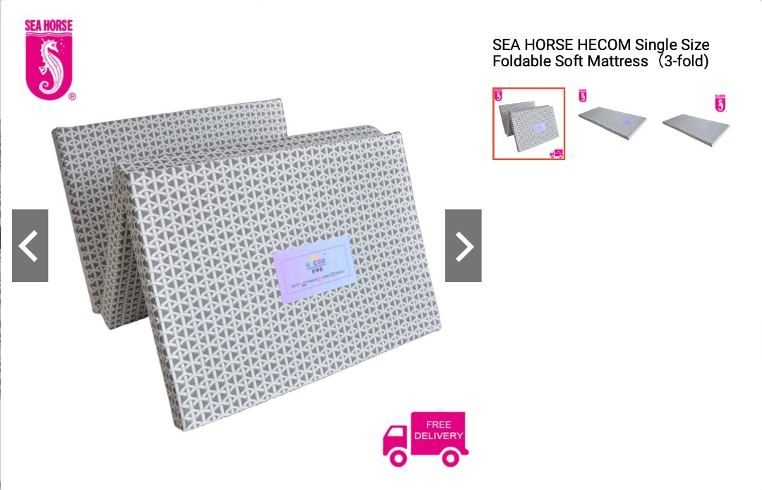 SEA HORSE HECOM Single Size Foldable Soft Mattress 3 fold