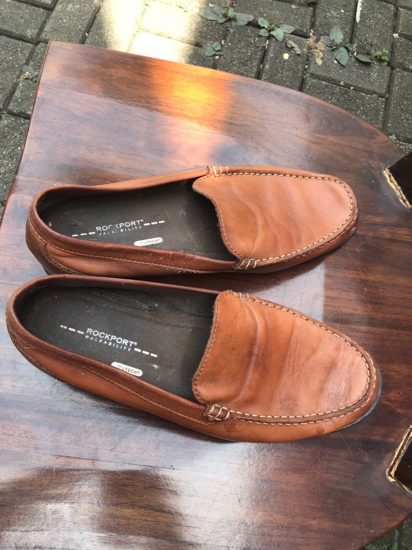 Turun harga Sepatu Kulit Rockport Slip On Warna Coklat Ukuran US 11 29Cm