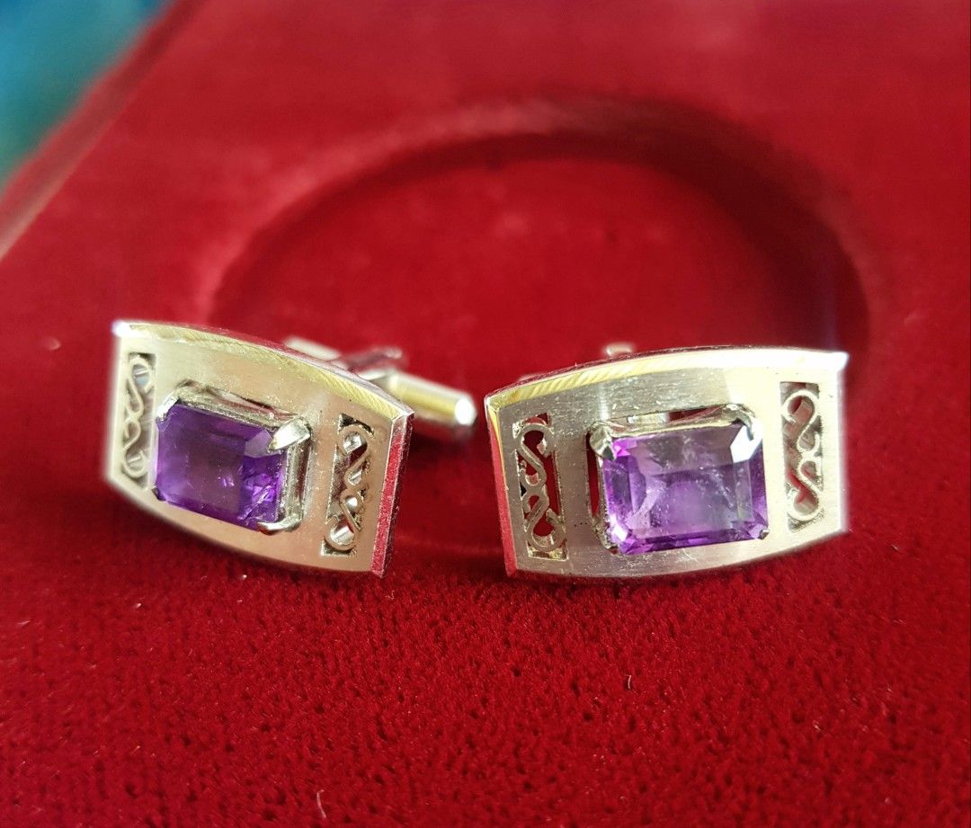 Silver Cufflinks with Amethyst (Category: Cuff Links) located in General Trias. Submitted by silverstar1221 (Listing ID 1248711370, Image 2). Description: Item Name: Silver Cufflinks with Amethyst Item Description: • Bought from Japan Auction •AS-IS silver mark Rules and Policy: • No Meet Up • No COD • Shipping or Delivery Only. • No cancellation once order is placed. Please finalized your order to avoid problems for both the seller and buyer. • 