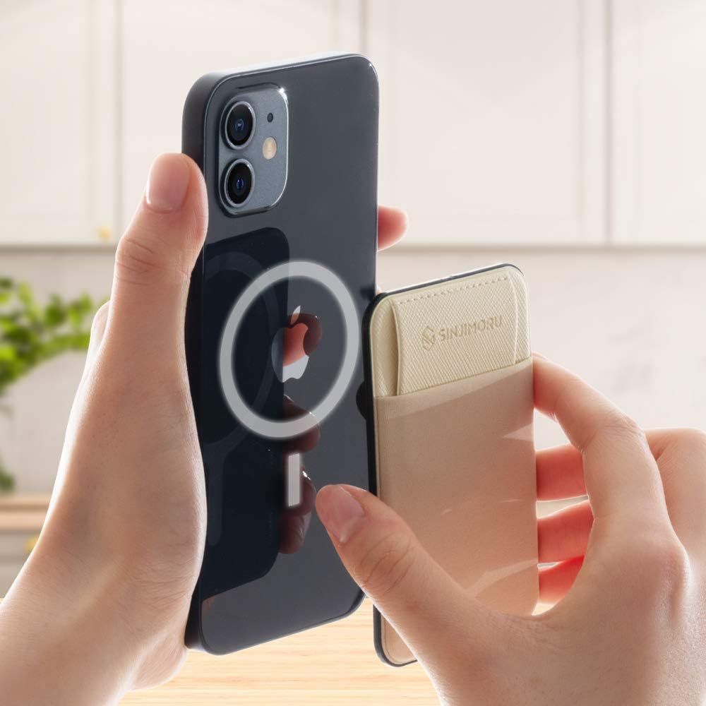 Sinjimoru Privacy Cover Magnetic Card Holder, Magnetic Phone Wallet Stick  on as Credit Card Holder for Apple MagSafe Compatible with iPhone 12/13/14  Series. M-Flap Black (M-Flap Black) (Wallet for Magsafe), Mobile Phones