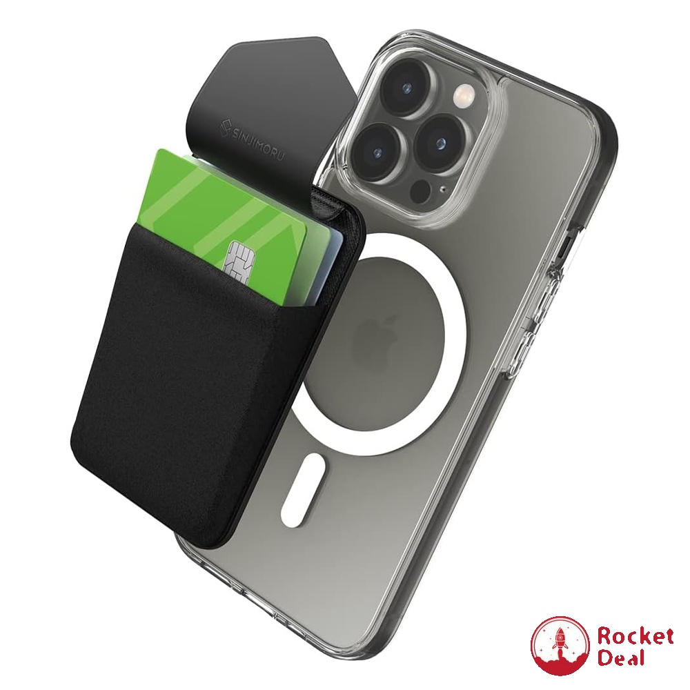 Sinjimoru Privacy Cover Magnetic Card Holder, Magnetic Phone Wallet Stick  on as Credit Card Holder for Apple MagSafe Compatible with iPhone 12/13/14  Series. M-Flap Black (M-Flap Black) (Wallet for Magsafe), Mobile Phones