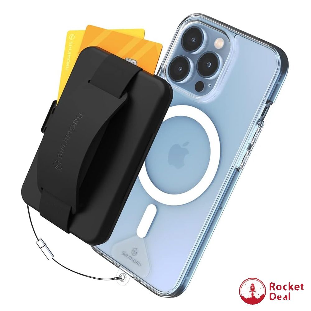 Sinjimoru Secure Magnetic Wallet as Phone Grip Stand for MagSafe Wallet,  Cell Phone Wallet Stick On