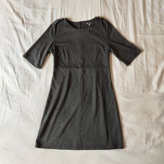 sleeved a-line dress in grey