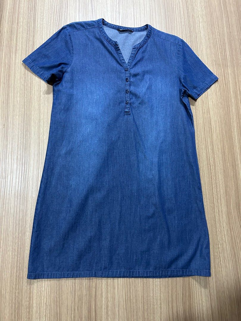 Indigo - Women’s Short Sleeves Soft Denim Dress