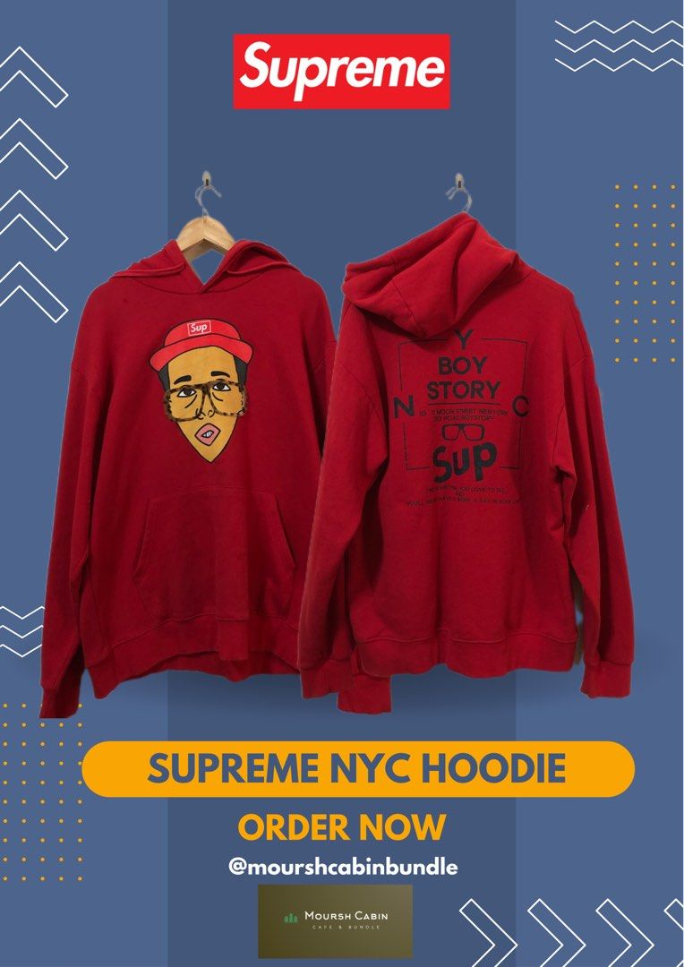 supreme hoodie kaws red original, Men's Fashion, Tops & Sets, Hoodies on  Carousell