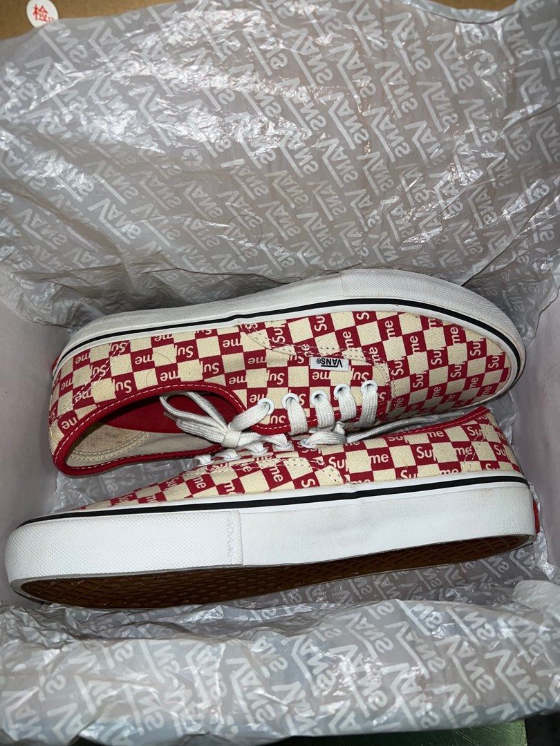 Supreme checkered vans red online