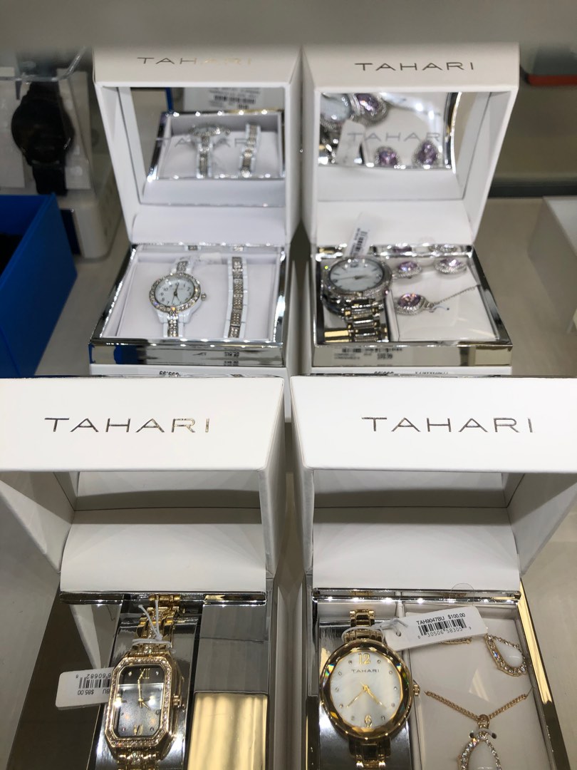 Buy Tahari womens quartz crystal two tone bracelet watch black silver  Online | Brands For Less