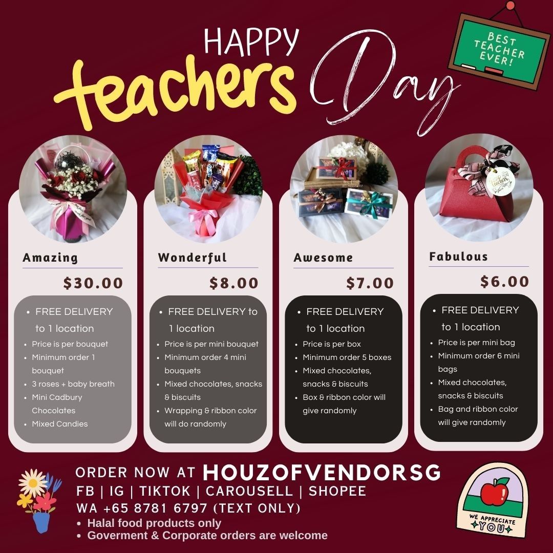 Teacher's Day Gift Hamper Flower Bouquet Berkat Chocolate Snacks
